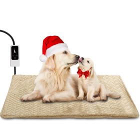 Waterproof Heated Cat Bed with Chew Resistant Cord (Color: Khaki)