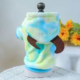 Fleece-lined Warm Dog Cat Clothing Flower Four Feet Pet Costume (Option: Little Dragon Sweater Sky Blue-L)
